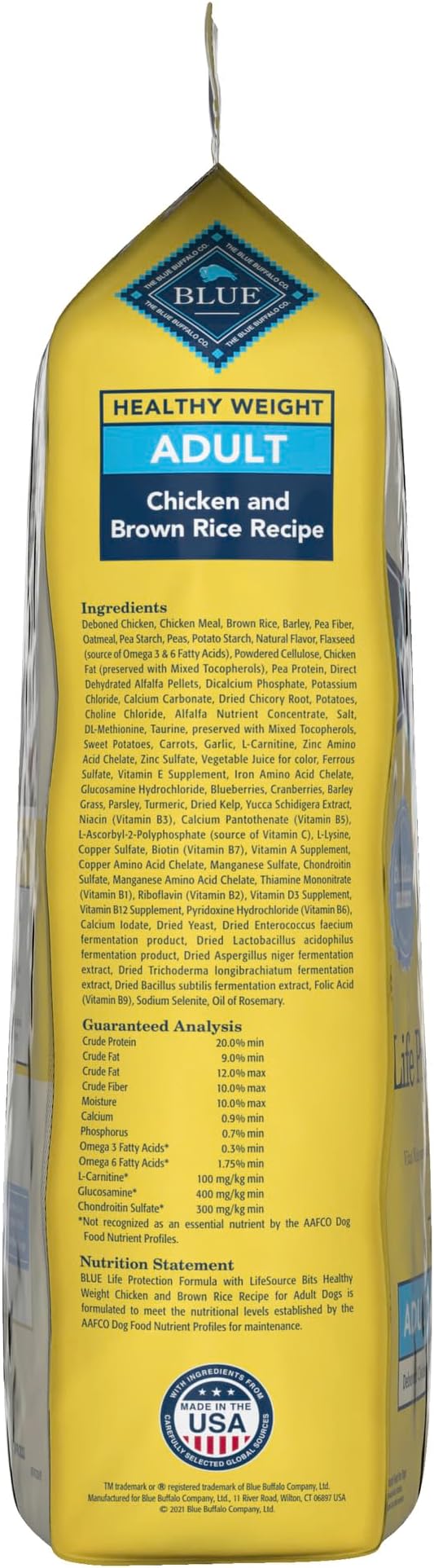 Blue Buffalo Life Protection Formula Healthy Weight Adult Dry Dog Food, Chicken & Brown Rice, Supports Immunity with Antioxidant-Rich LifeSource Bits, Promotes Lean Muscles & Weight Control, 15 lbs.