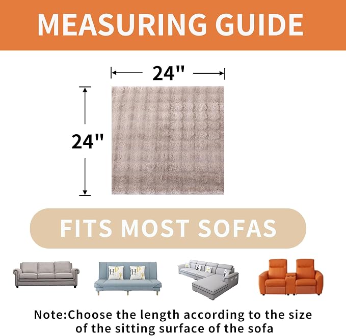 Waterproof Dog Bed Cover Non Slip Couch Covers for Dogs Washable Soft Faux Fur Sofa Cover Couch Covers for 3 Cushion Couch Sofa Pet Friendly (Khaki, 24" x 24" 2 Pack)