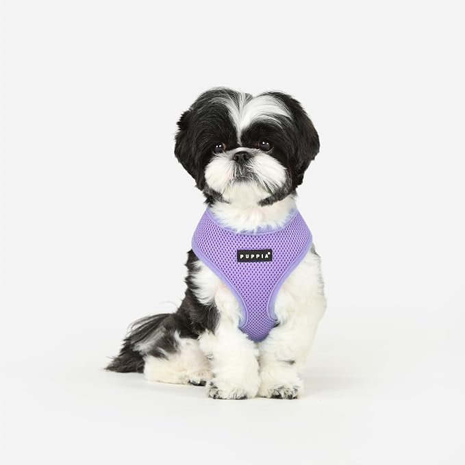Puppia Soft Dog Harness No Choke Over-The-Head Triple Layered Breathable Mesh Adjustable Chest Belt and Quick-Release Buckle, Violet, XX-Large