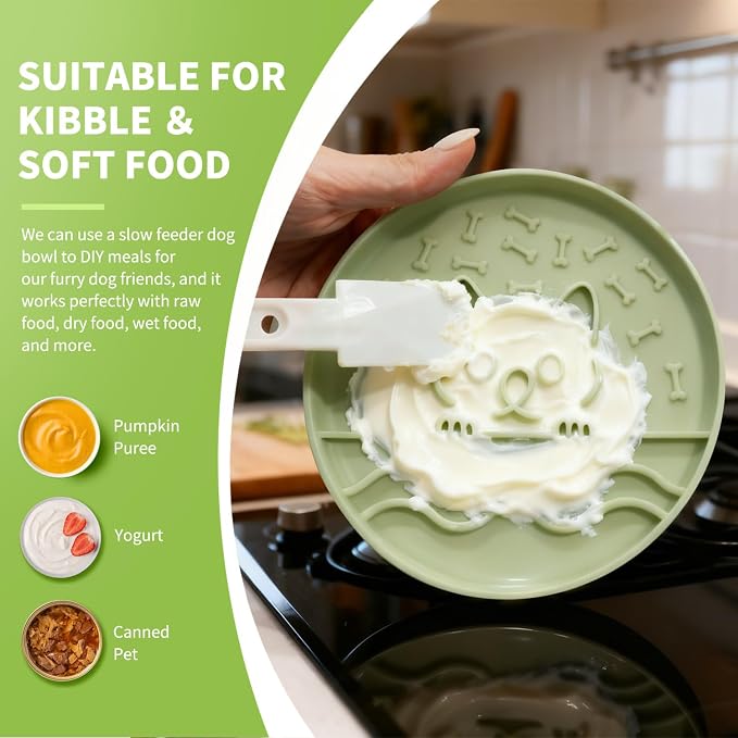 Slow Feeder Dog Bowl for Small Medium Dogs & Cats, 7.5 Inch Non Slip Slow Bowl with 37 Suction Cups, Anti-Choking Food Grade Silicone Slow Eating Bowl