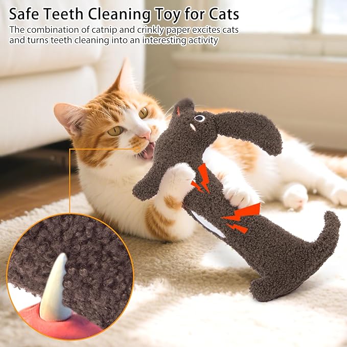 ETEKYER Refillable Catnip Toy with Crinkle Sound, Large, 13.77 Inches | Durable Cat Kicker Toy, Organic Catnip & Silvervine, Interactive Fun Chew Toy, For Indoor Cats, Boredom Relief