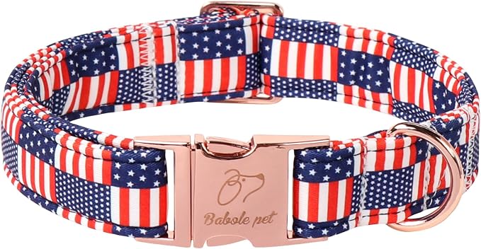 4th of July Dog Collar - US Flag Patriotic Dog Collars for Giant Large Dogs, Adjustable Independence Day Stars & Stripes American Flag Collar XL