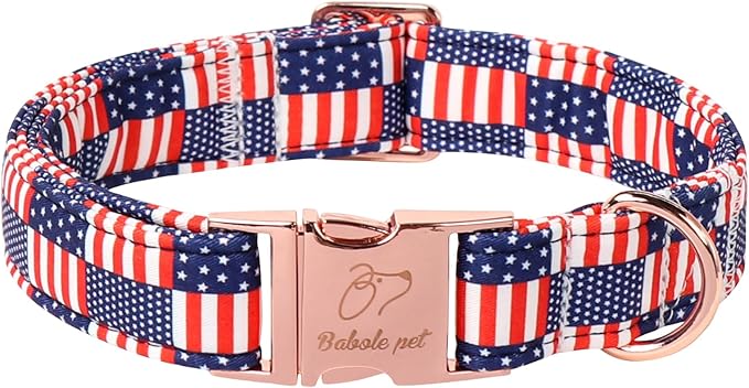 4th of July Dog Collar - US Flag Patriotic Dog Collars for Medium Dogs, Adjustable Independence Day Stars & Stripes American Flag Collar M
