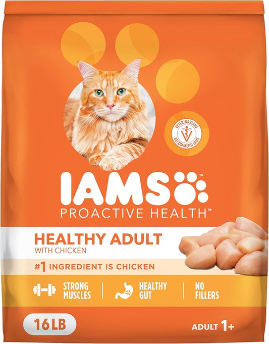 IAMS Proactive Health Dry Cat Food, Healthy Cat Food Dry Recipe for Adults, with Chicken 16 lb. Bag