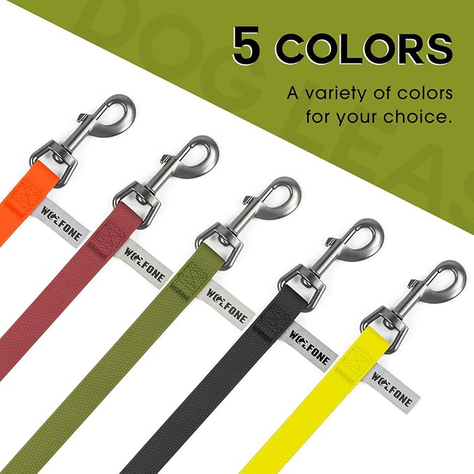 Wolfone 50ft Black Heavy Duty Robust Training Dog Leash with Anti-Slip Handle，Waterproof Long Dog Leash for Outdoor Activities