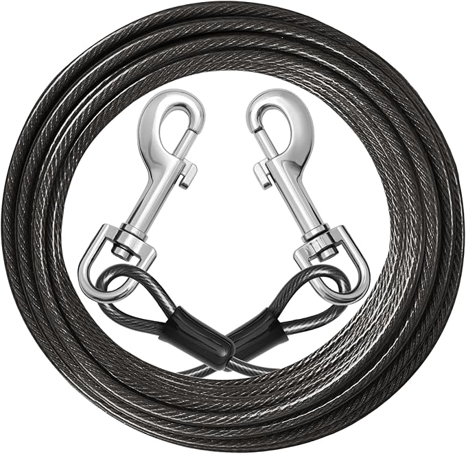 jenico Dog Tie Out Cable: 30ft Dog Leads for Yard Heavy Duty - Reflective Chain Leash for Outside Small Large Dogs Up to 125lbs Outdoor Runner Camping