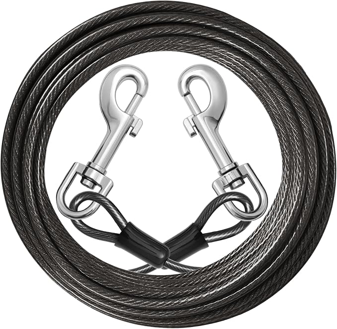 jenico Dog Tie Out Cable: 25ft Dog Leads for Yard Heavy Duty - Reflective Chain Leash for Outside Small Large Dogs Up to 125lbs Outdoor Runner Camping