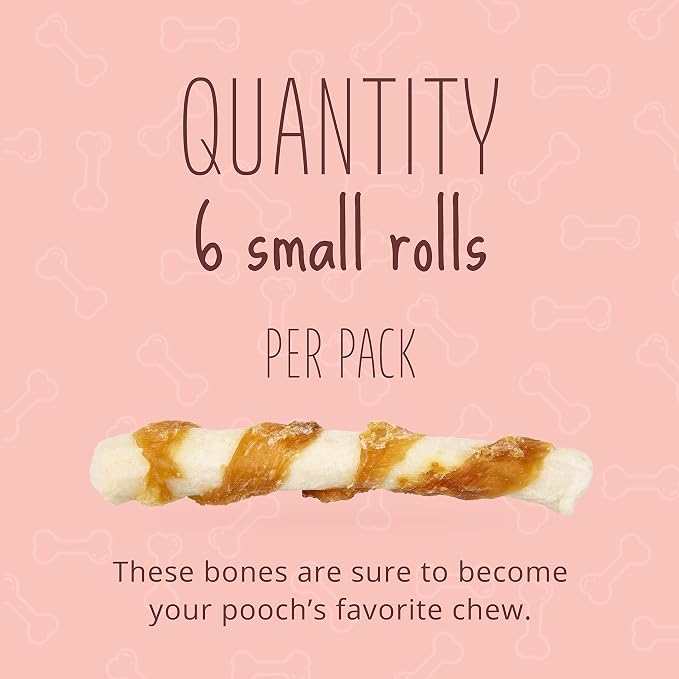 Better Belly Proteins with Real Venison Small Rolls 6 Count, Digestible Rawhide for Dogs, 4.2 OZ