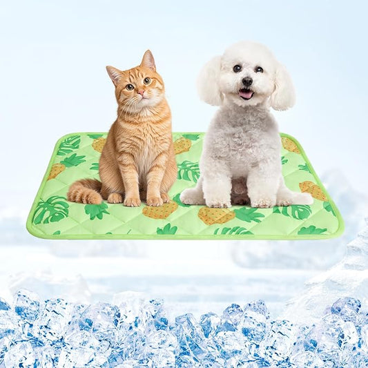 Dog Cooling Mat,19.5" x 27.5" Thicken Self-Cooling Mat for Dog&Cat,Internal Waterproof& Endothermic,Washable Pet Ice Cool Pad Blanket,Pet Sleeping Pad for Indoor Outdoor in Summer,Non-Toxic, Green M