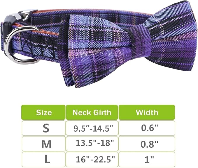 Faleela Soft &Comfy Bowtie Dog Collar,Detachable and Adjustable Bow Tie Collar,for Small Medium Large Pet (Purple, Large(Pack of 1))