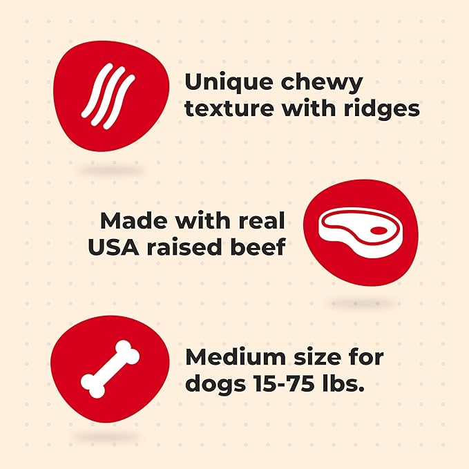 Milk-Bone Comfort Chews, Dog Treats with Unique Chewy Texture and Real Beef, 3 Chews (Pack of 5)