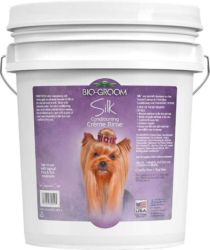 Bio-Groom Silk Creme Rinse Dog Hair Conditioner - Puppy Conditioner & Detangler for Dogs, Adds Moisture to Skin & Coat, Cruelty Free Product, Made in USA - 5 Gallons