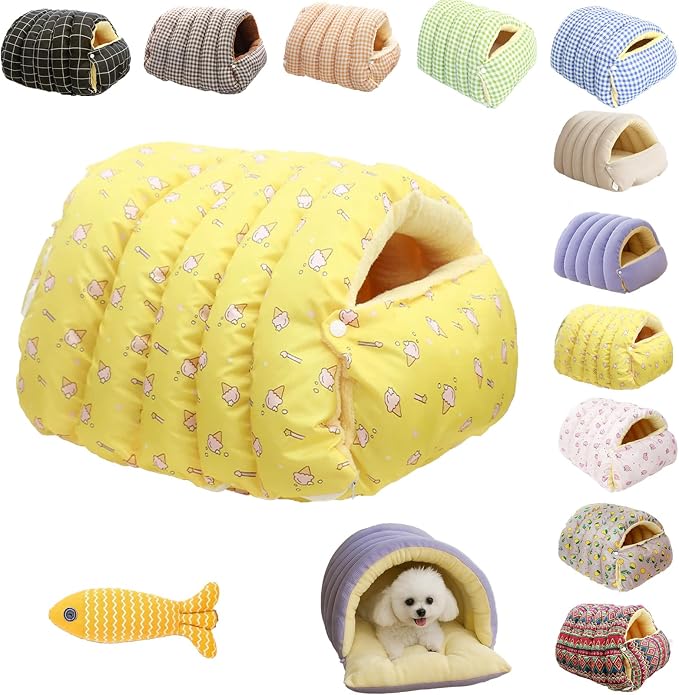 Cozy Monster Cat Bed, Niopets Cave Style Pet Bed, Warm Cats Tent Nest for Sleeping & Lounging, Removable and Washable Winter Closed-Off Cat Bed, Cute House for Small Dogs and Pets (I, Small)