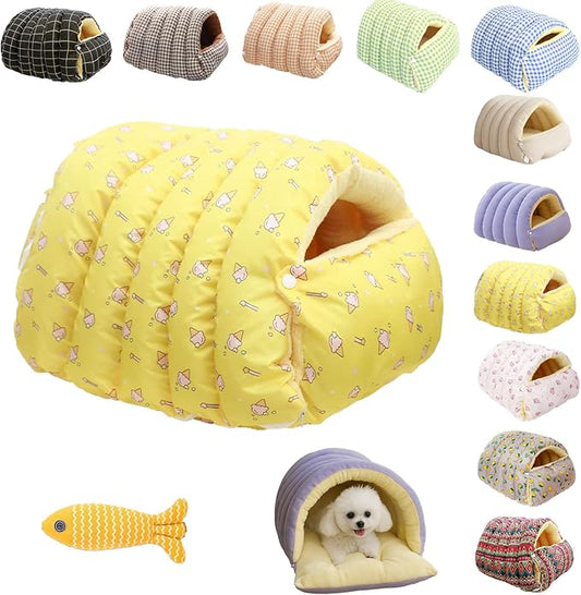 Cozy Monster Cat Bed, Niopets Cave Style Pet Bed, Warm Cats Tent Nest for Sleeping & Lounging, Removable and Washable Winter Closed-Off Cat Bed, Cute House for Small Dogs and Pets (I, Small)