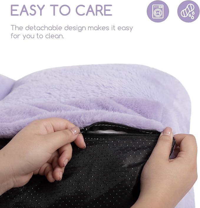 Hollypet Fluffy Dog Cat Bed Pet Couch Beds Plush Soft Warming Washable Puppy Bed for Small Medium Dogs and Large Cats, Light Purple, 24" L x 18" W x 10" Th