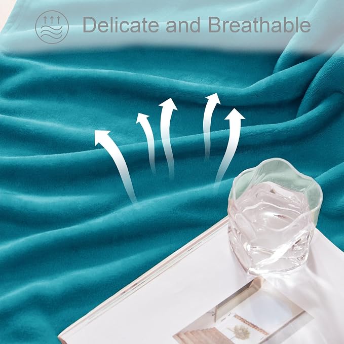 Exclusivo Mezcla Fleece Blanket Twin Size for Bed, Super Soft and Warm, All Season, Cozy, Plush, Lightweight, 90x66 Inches, Teal
