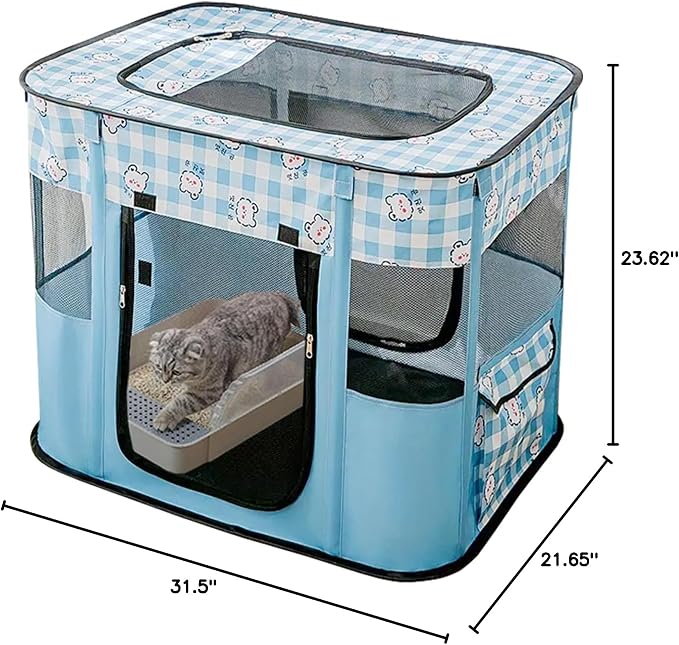 Dog and CAT pop Play Pen,Pets Houses for Dogs and Cats,Indoor&Outdoor Exercise Pen Dog Tent Puppy Playground Large (M, Bule)