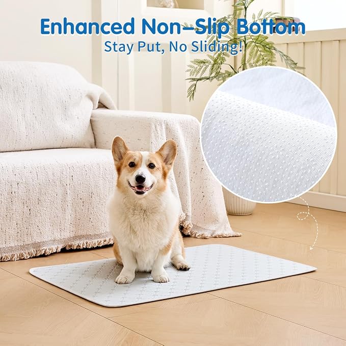 Pet Cooling Mat Scratch Resistant QMAX>0.5 Instant 6-12°F Drop, No Water or Electricity Needed Self Cooling Crate Mat for Bed, Floor, Car Travel Indoor Outdoor Summer Use Light Gray 36" x 24"