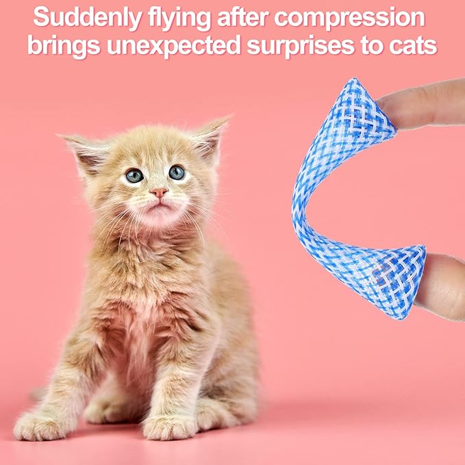 Leitee 60 Pcs Cat Spring Toys Kitten Tubes Indoor Interactive Chinese Finger Trap Cat Toys Plastic Coil for Pet Hunt Scratch(Random Colors)