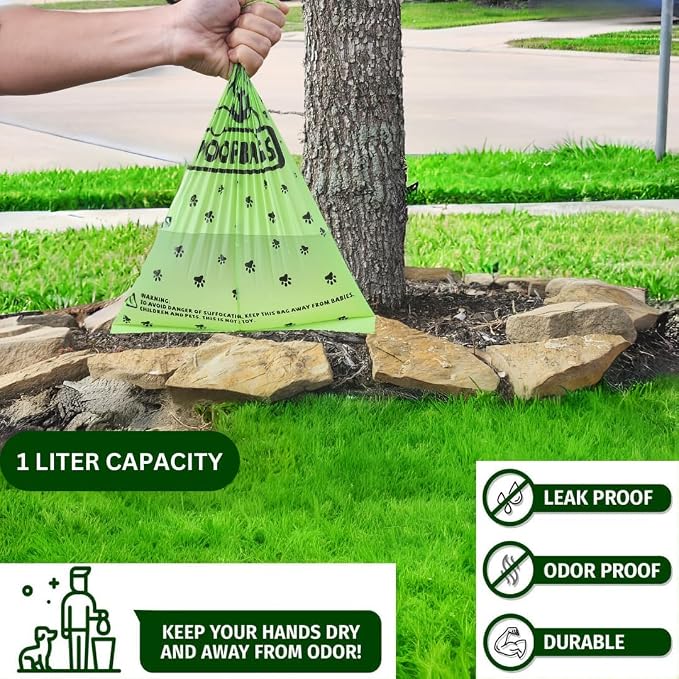 240 Dog Poop Bags | Certified Compostable| Eco-friendly Pet Waste Bags with Dispenser |16 Rolls of Plant Based, Extra-thick, leak-proof and odor-proof Bags | Good for Dogs, Cat's Litter, Kid's Diapers