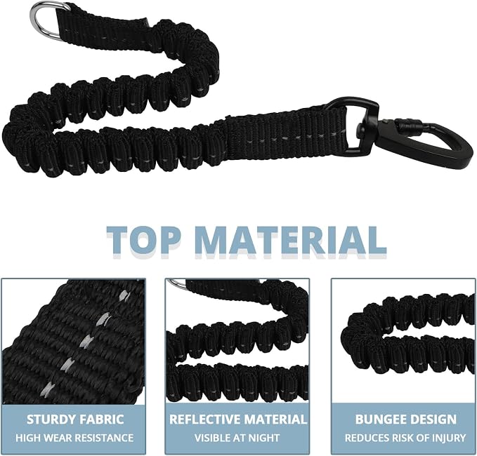 Long Dog Leash 15 FT: Heavy Duty Rope Leashes for Dogs Training with Swivel Lockable Hook Reflective Threads Bungee and Padded Handle - Dog Lead for Large Small Medium Dogs Outside Walking Hiking Grey