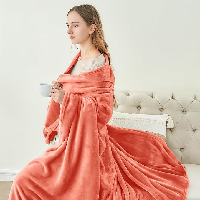 BEDELITE Fleece Blanket Twin Size Coral Red Throw Blankets for Couch & Bed, Luxury Plush Cozy Fuzzy Blanket 60x80 inches, Super Soft Warm Lightweight Throw Blanket for Travel Camping