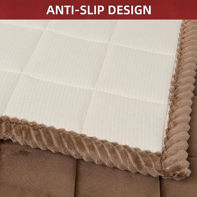 Couch Cover for Dogs Washable Pet Bed Fuzzy Pet Couch Covers Nonslip Couch Slipcover for Dogs, Kids, Pets Friendly Sofa Cover Loveseat Covers (Brown, 21''x51''/Rectangular)