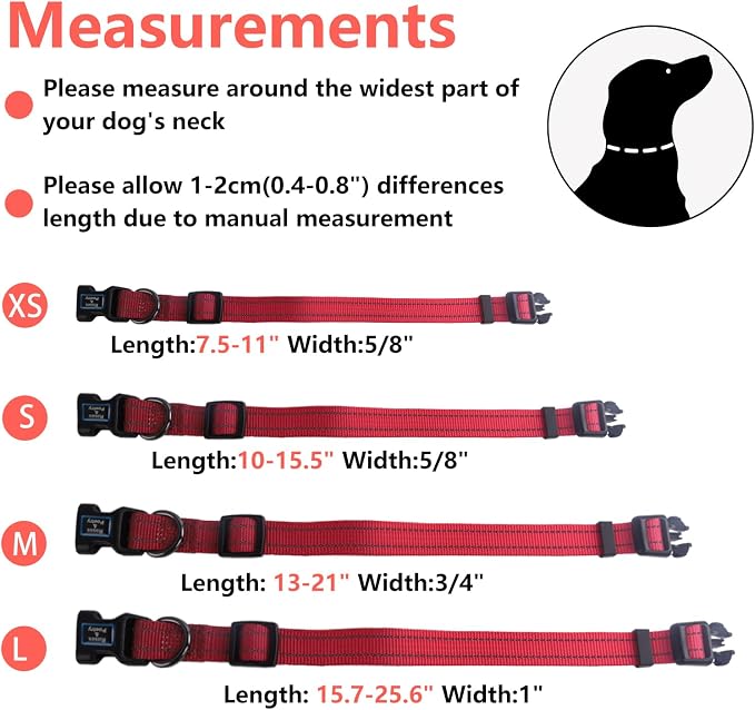 Roses&Poetry Large Dog Collar, Adjustable Reflective Durable Pet Collars for Small Medium Large Dogs(Rosepink-L)