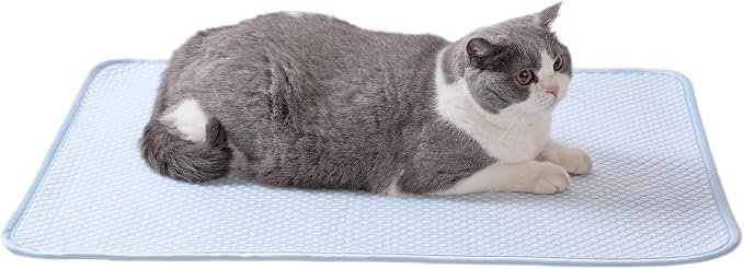 petfelix Dog Cooling Mat, Cooling Dog Bed and Cooling Pad for Dog and Cat with Qmax 0.4 Yarn, Breathable 3D Airflow Layers, Machine Washable Non Slip Base for Pets, Blue, S, 20''*16''