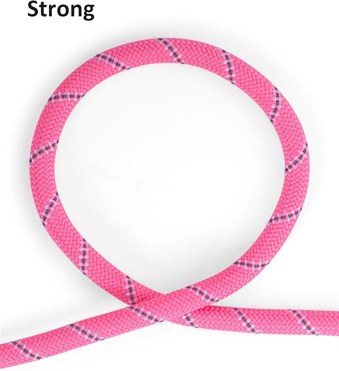 Long Dog Leash for Training - 16FT/30FT/50FT/100FT, Reflective with Lockable Hook, Heavy Duty for Large/Medium/Small Dogs - Pink 50FT