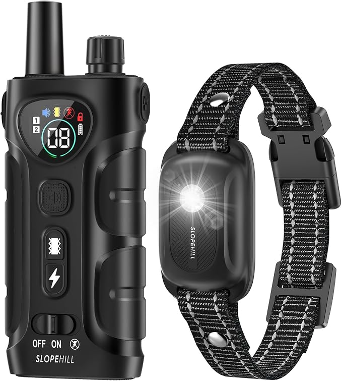 SLOPEHILL Dog Shock Collar - 4200FT Dog Training Collar with Remote,IPX8 Waterproof E-Collar with Beep,Vibration,Shock,Flash Light,No Shock Mode,Shock Collar for Small Medium Large Dog 8-140lbs,Black