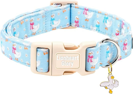 Lionheart glory Dog Collar - Spring Cute Dog Collars Sturdy Adjustable Soft Collar Blue Ducky Pattern for Small Dogs Puppy Male Female Holiday Pet Collars