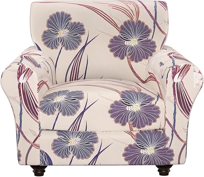 Stretch Couch Covers, Floral Printed Sofa Covers,2 Piece Armchair Slipcover with Separate Sect Cover,Washable Sofa Slipcover, Pet Friendly Furniture Protector Fit for Home (Armchair,Earthy Yellow)