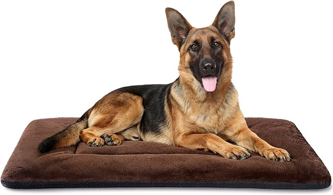 Dog Crate Pad Washable for 48 Inch Crate, Plush Anti-Slip Crate Mat for Large Dogs, XL Kennel Pad for Home, Travel and Training, 48 x 30 Inch, Brown