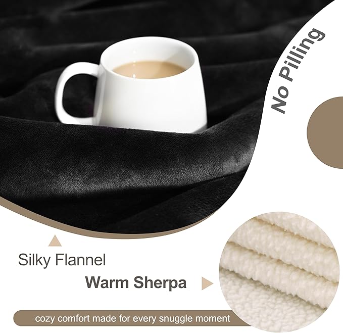 gogobunny Waterproof Bed Blanket, Reversible Sherpa Fleece Throw Blanket for Dog Puppy Cat, Furniture Cover Protects Bed Couch Sofa from Liquid Pee and Pet Fur (Black, 25x35 inches)