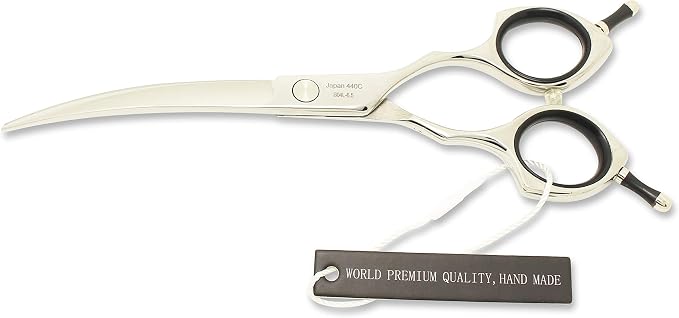 HASHIMOTO Curved Scissors for Dog Grooming for Large Hands, 6.5 inch, 30 Degree of Curved Blade,Light Weight, Pet Shears for Trimming Face and Paws.