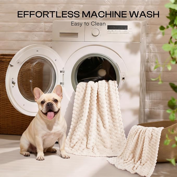 Luciphia 300GSM Fleece Dog Blanket for Small Medium Large Dogs 3D Jacquard 1 Pack 3 Flannel Puppy Cat Pet Throw Blankets Soft Washable Decorative Furniture Protect Pcs3-White, M(30''x20'')