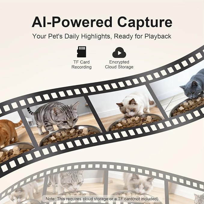 Automatic Cat Feeder with 2K Camera, 5G/2.4G WiFi 6.5L Smart Pet Feeder for Cat & Small Dog, Automatic Dog Feeder with Night Vision, 2-Way Audio, Motion Detection, Feeding Schedule & App Control