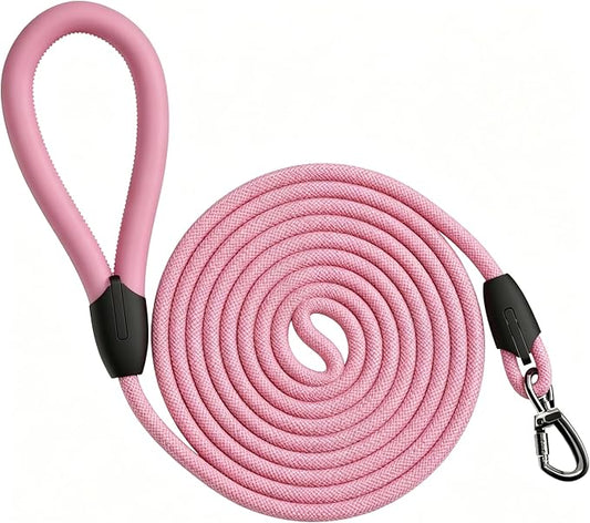 Rope Dog Leash, 6FT Leash for Small Dogs, Comfortable Padded Handles, Pet Leashes, Dog Lead, Puppy Leashs, Dogs Harness Lead, Heavy Duty Rope for Small, Medium Dogs (Pink, 6 Feet)