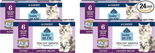 Blue Buffalo Baby Blue Natural Kitten Wet Cat Food, Healthy Growth Formula with DHA, Chicken Recipe Multi-Pack, 3-oz. Cans (Pack of 24)