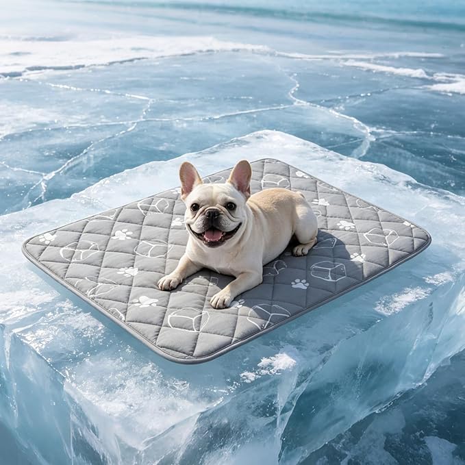BINGPET Dog Cooling Mat, 35''x23'' Large Upgraded Thickened Cooling Fiber Endothermic Color Changing Pad, Non-Slip Summer Pet Blanket, Foldable Washable Non-Toxic Pet Mat for Indoor Outdoor Use