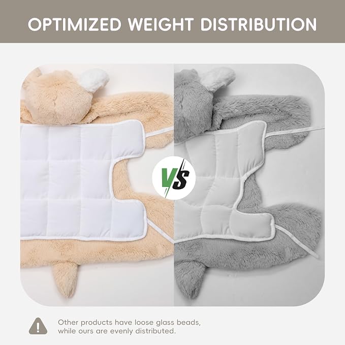 L'AGRATY Weighted Lap Pad for Kids 5 lbs, Sensory Needs Weighted Stuffed Animals Lap Blanket Soft Plush Hugging Sensory for Kids Teen Adults Removable Washable Cover