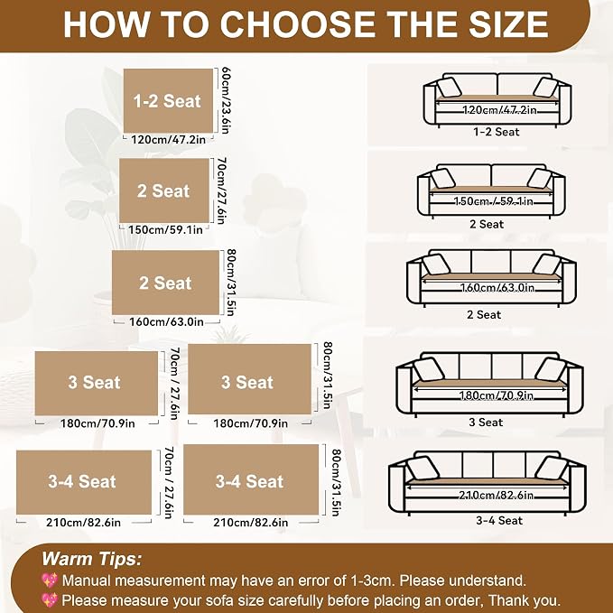 OTOB Couch Covers for 3 Cushion Sofa Pet Friendly, Plush Fuzzy Non Slip Sofa Covers Washable, Soft All Seasons Sofa Slipcovers Furniture Protector Dog Bed Mat (Coffee, 27.6" x 82.7")