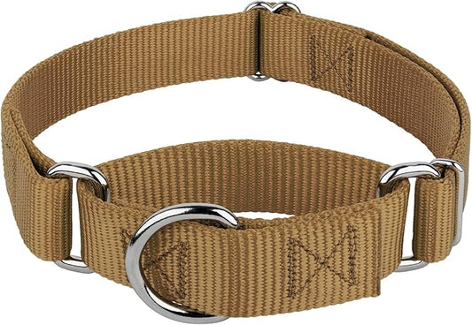 Country Brook Petz - Martingale Dog Collar - Heavy-Duty Training Collar with No Buckle - Service Dog Collar for All Pups - 20 Vibrant Colors (Coytote Tan, 3/8 Inch, 3XS)