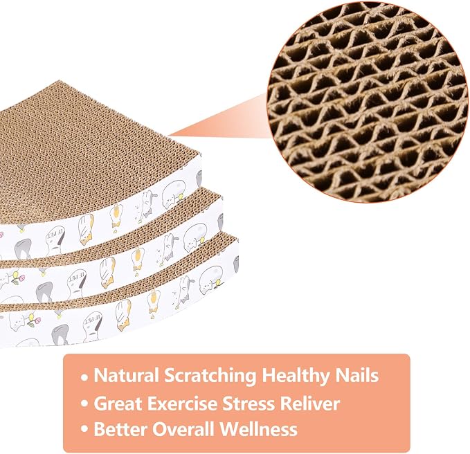PatiencET 3 Pack Cat Scratcher Pad Recycle Corrugated Cat Scratching Pad Type S Cat Scratch Pad Lounger Sofa for Furniture Protector