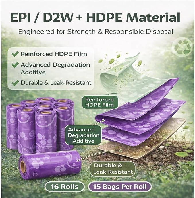 BPI Certified Compostable Dog Poop Bags 240 Count, Extra Thick Leak-Proof Pet Waste Bags, ASTM D6400 Biodegradable, 9 x 13 Inches for Small & Large Dogs