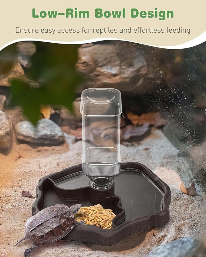 Pawfly Automatic Reptile Water Feeder, Tortoise Water Bottle, Turtle Food and Water Bowl, Water Dispenser for Snake Bearded Dragon Lizard and Chameleon