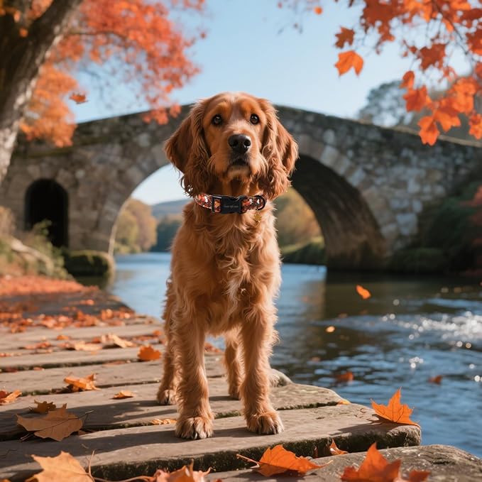 Unique style paws Dog Collar Plastic Buckle with Pendant Hazelnut Maple Leaf Puppy Collars for Small Medium Large Boys Girls Dogs