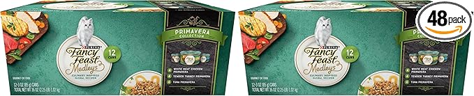 Fancy Feast Purina Wet Cat Food Variety Pack, Medleys Primavera Collection - (4 Packs of 12) 3 oz. Cans
