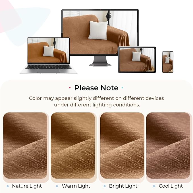 CAPALOCA Sectional Couch Covers, 2 Pieces Chenille Sofa Cover L Shaped Couch Cover Blanket for Dogs Washable Sofa Slipcovers Pet Furniture Protector (X-Large: 71" x 110" + 71" x 118", Brown)